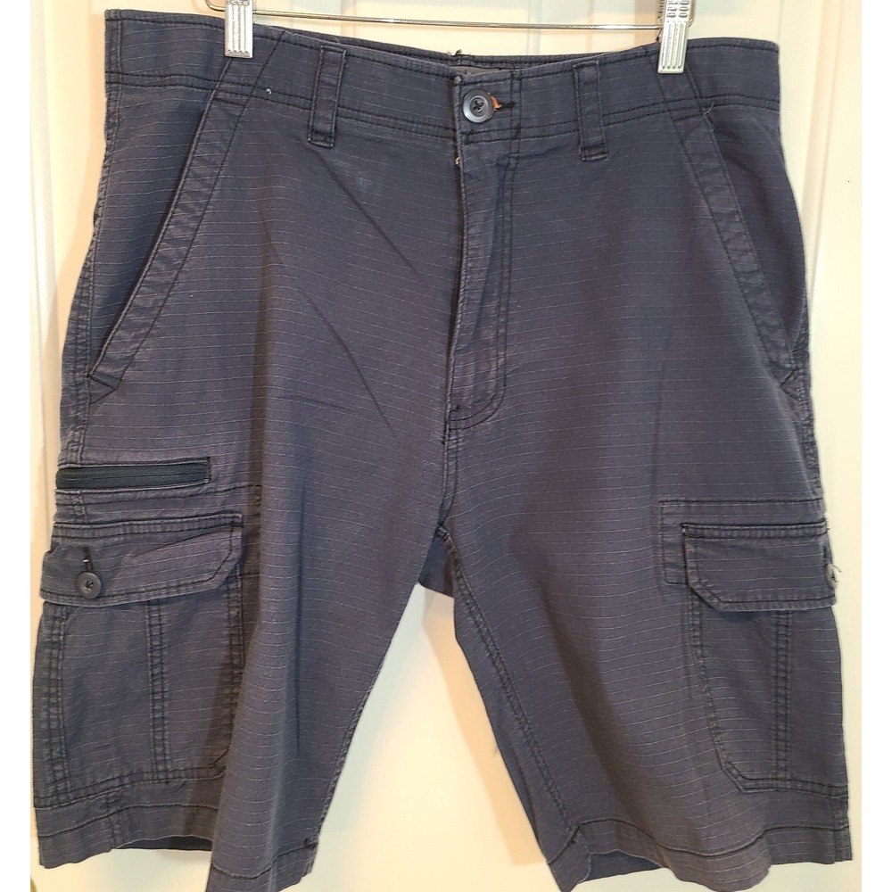 WearFirst Mens Blue Cargo Shorts Size 36 Pockets Zipper Button Classic
